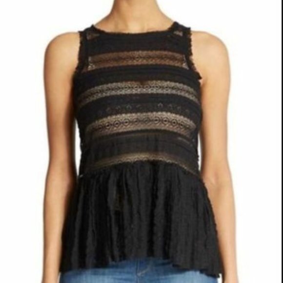Free People Tops - "Intimately Free People" Black Lace Peplum Style Tunic Top